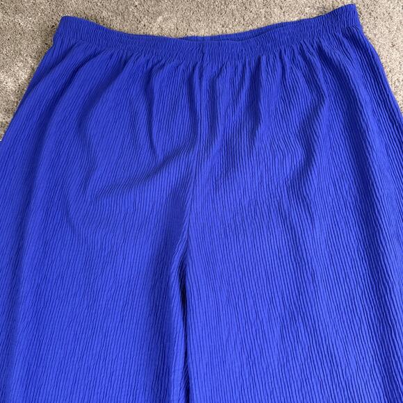 Blue Kathie Lee Crinkle Pants Size XL Elastic Waistband Dopamine Bold Vibrant - Picture 2 of 5